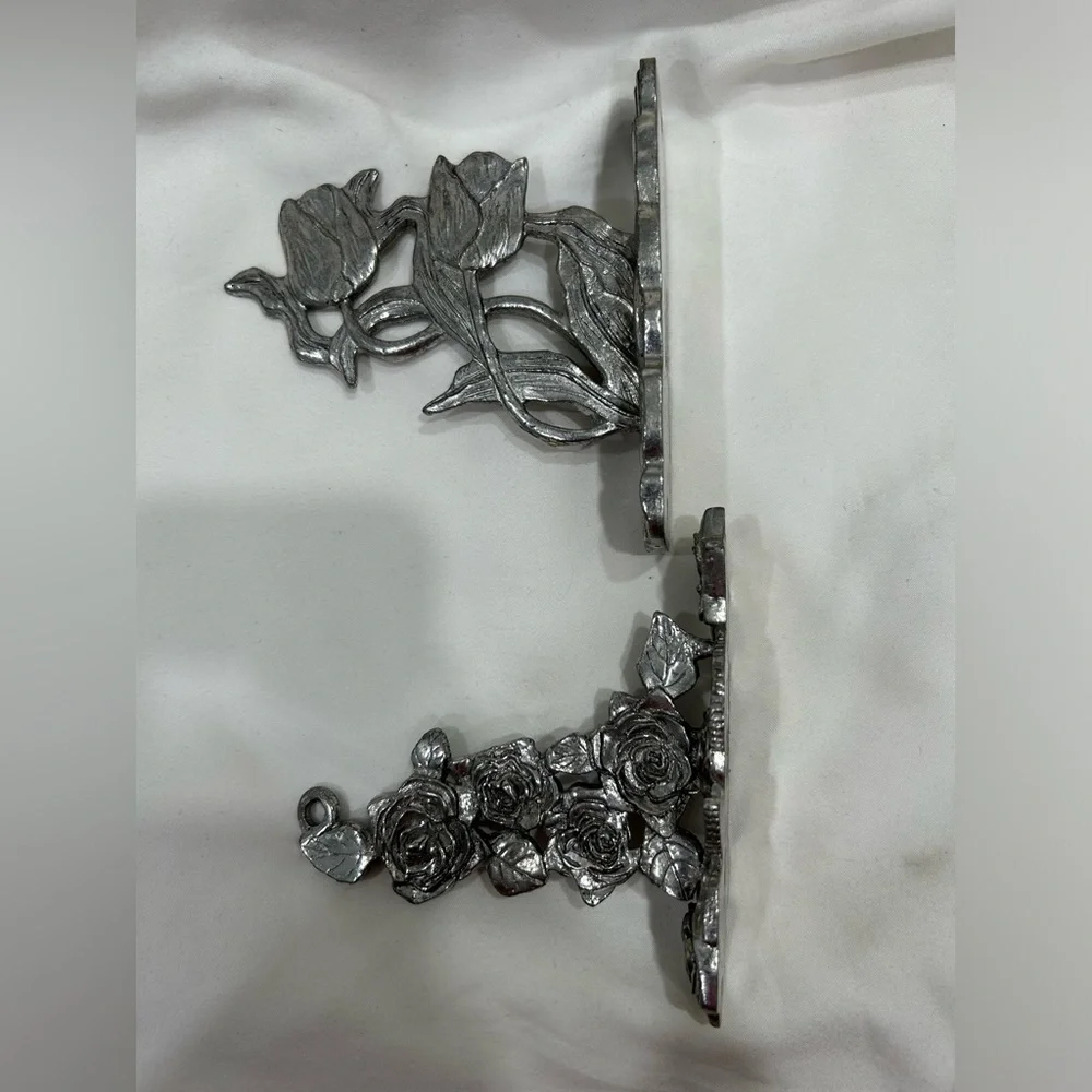 Silver Floral Hanging Wall Brackets